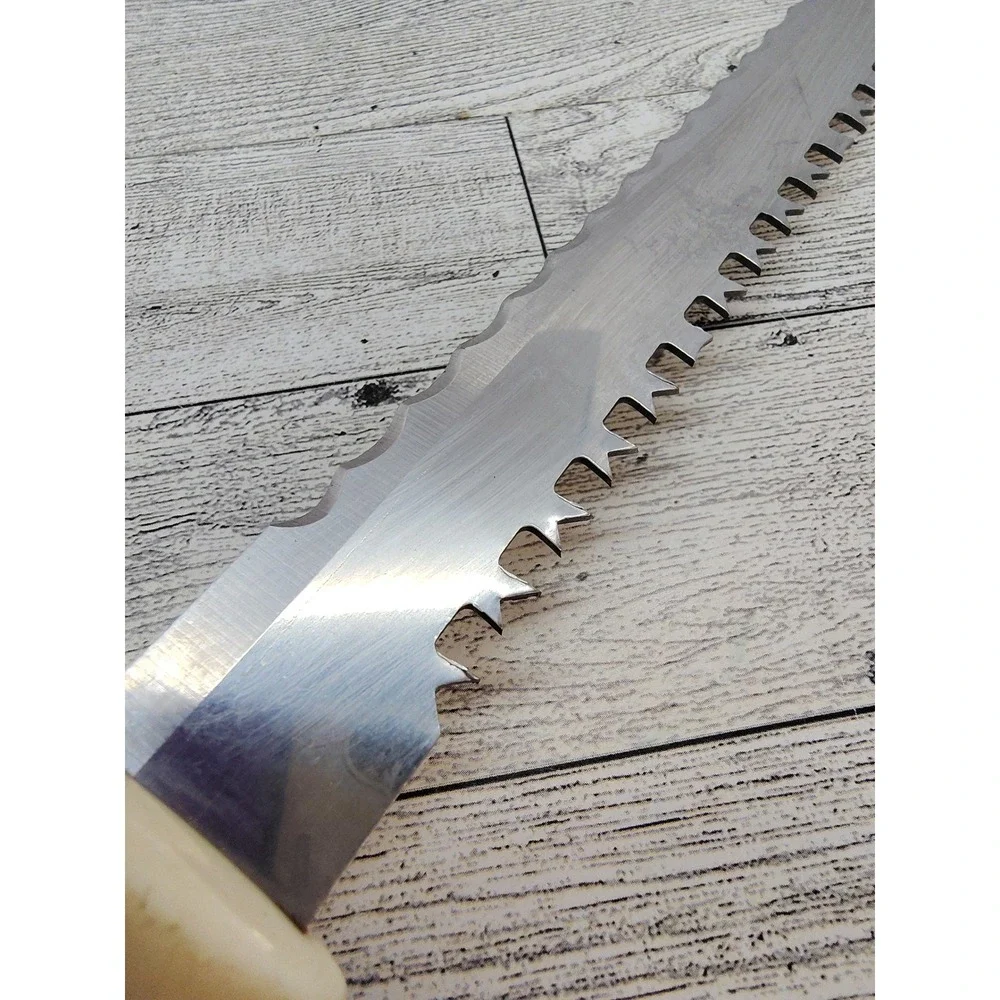 Vintage‎ Quikut Quikkle Stainless Double Sided Carving Knife Serrated Bakelite